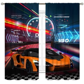 Cortinas opacas de coche de carreras para niños y niños, con temática de carreras de coches deportivos extremos, juego fresco, cortinas opacas para ventanas, tratamientos para adolescentes, hombres,