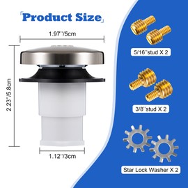 Dreyoo Bathtub Pop up Drain Stopper, Bathtub Drain Plug with 3/8'', 5/16'' Thread Studs and Star Shape Lock Washer, Tip Toe Shower Stopper Universal(2 Pack,Brushed Nickel)