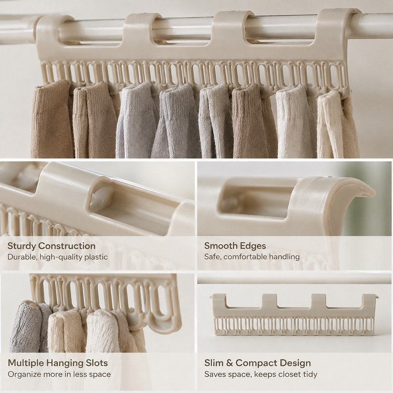 Hanging Sock Drying Rack for Laundry – Space-Saving Plastic Hanger