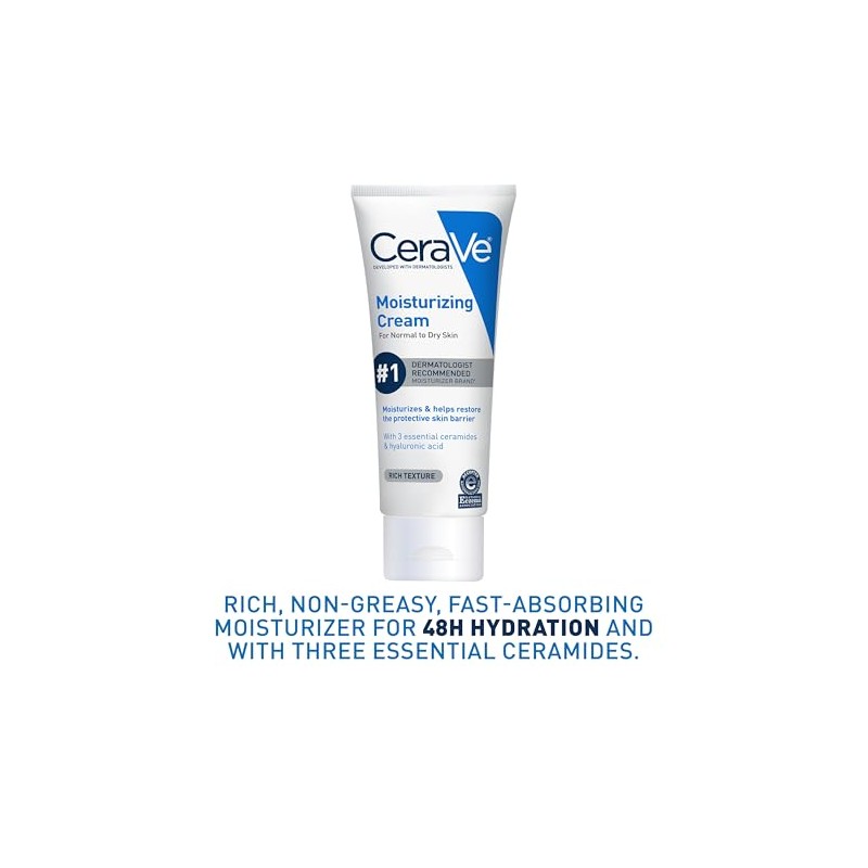 CeraVe Moisturizing Cream, Face Body Moisturizer, Normal to Dry Skin,