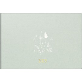 rido/idé Septimus Pocket Diary (2025) Wild Flowers, 2 Pages = 1 Week, A6 Landscape, 128 Pages, Linen Cover Trendy, Flexible, Mint