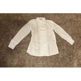 M&C Ladies Pleated Front White Dress Shirt Tuxedo Shirt Size 12