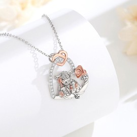 EUDORA Harmony Ball Mother Daughter Necklace Women's 925 Sterling Silver, Mother Tree Chain Grandma Mum Necklace Pendant Cute Animals Maternal Love Jewellery, Mother's Day Gift for Women Mother, 45