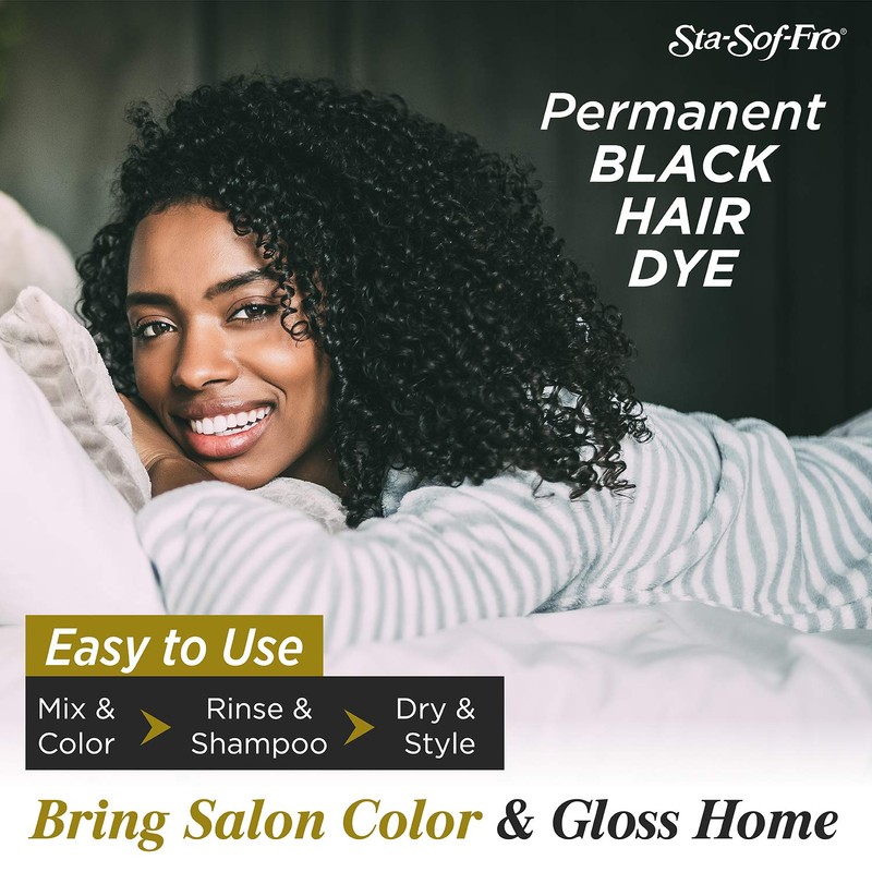 Sta Sof Fro Permanent Hair Color Cream, Shiny Black -