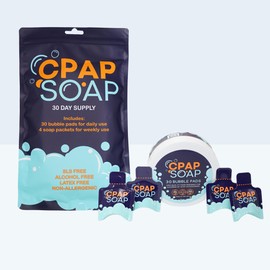 CPAP Soap Cleaner - CPAP Soap Cleaning Kit with Disposable Pads and Gentle Detergent, Unscented Non-Alcohol Cleaning Wipes - 30 Day Supply