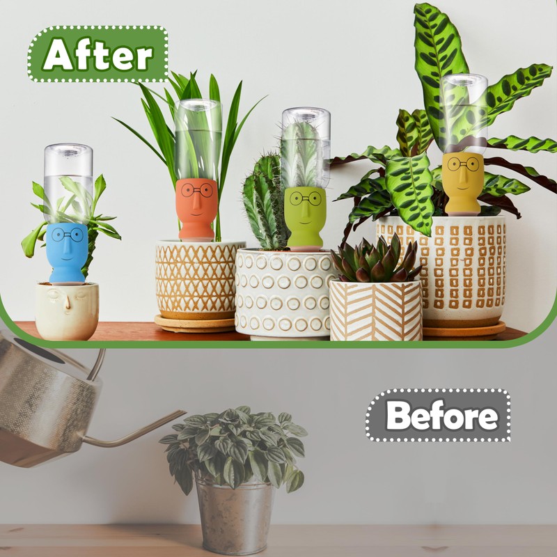 4 Pack Terracotta Watering Spikes, Self-Watering Plant Stakes for Indoor