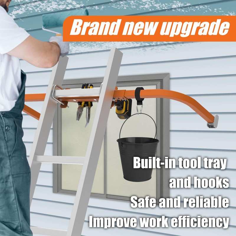 Aluminum Ladder Stabilizer for Roof Gutter Cleaning with Tool Tray,