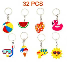 JZK 32 x Swimming Pool Party Keyrings, Party Gifts, Promotional Gifts, Thank You Gifts for Guests, Party Bag Fillers for Children, Party Decoration Accessories for Theme Party, Beach, Hawaiian Party