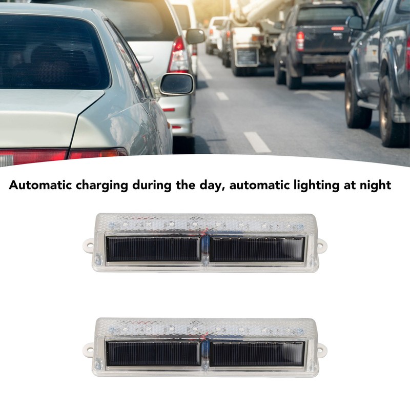 2 PCS Light Control Solar Warning Lights with 8 LED