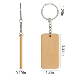 TFoRibbon Rectangle Wood Engraving Blanks Blank Wooden Key Tag with Keychain 20 Pack (TFoRibbon00053)