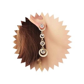 Aneneiceera Vintage Long Tassel Crystal Dangle Earrings French Gold Layered Rhinestone Hoop Drop Earrings Statement Wedding Rhinestone Planets Sparkling Prom Earrings for Women and Girls