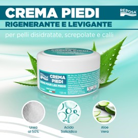 Reposa - New Version Foot Cream, Very Dry and with Urea, Regenerating Foot Cream with Salicylic Acid and Aloe Vera - Foot Care for Heels and Dry Skin - Made in Italy, 150 ml