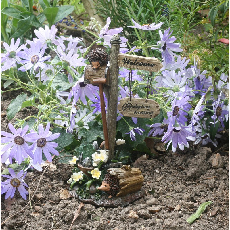 Hedgehog Crossing Resin Garden Ornament