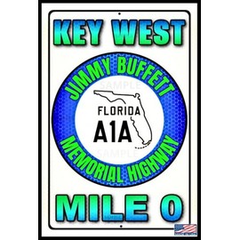 WORLD'S GREATEST SIGNS! KEY WEST MILE 0! 8"x12" Metal Made In The USA! Tiki Bar Sign Happy Hour Lounge Pub Pool Hot Tub Beach Decor