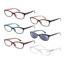 HAPJOYS Reading Glasses Womens Readers Ladies Stylish Magnifying Cheaters +3.00 W/Sun Reader Glasses Lightweight Comfortable Cute Glasses for Reading Outdoor 6 Pack