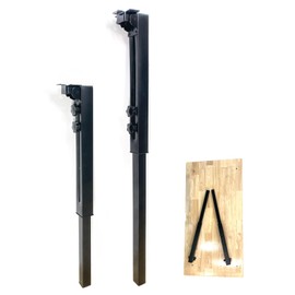 Benbuoo 25-34 inches Adjustable Height Folding Metal Table Legs - Heavy Duty, Foldable for Tabletops, Computer Table, DIY Desk, RV, Counter, Outdoor - Set of 2