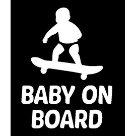 LLI Baby On Board Skateboard | Decal Vinyl Sticker | Cars Trucks Vans Walls Laptop | White | 7.2 x 5.4 in | LLI1458