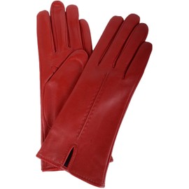 SNUGRUGS Womens Soft Leather Winter Glove with Single Point Stitch Detail - Red - Large (7.5")