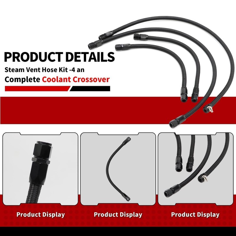 Nakkaa Steam Vent Hose Kit -4 AN Complete Coolant Crossover