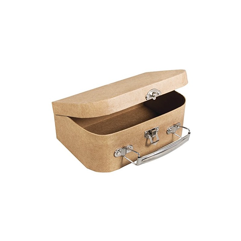 Rayher 67204000 Papier Mache Suitcase with Metal Handle, Sturdy Cardboard