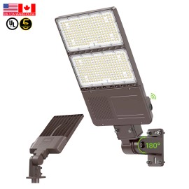Area Pole Lights 200W - 300W 3WATT 277-480VAC Outdoor Parking Lot Lighting LED Street Light with Dusk to Dawn PhotocellLamp Power(W): 320, Emitting Color: White, Color: 277-480VAC (240-320W)