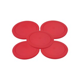 Air Hockey Pucks 2.5-Inch (63mm) – Lightweight Replacement Set for Small Tables – 4mm Thick, 10.3g (0.36oz) – Fast Smooth Glide – Red Plastic Pucks for Home Arcade Game