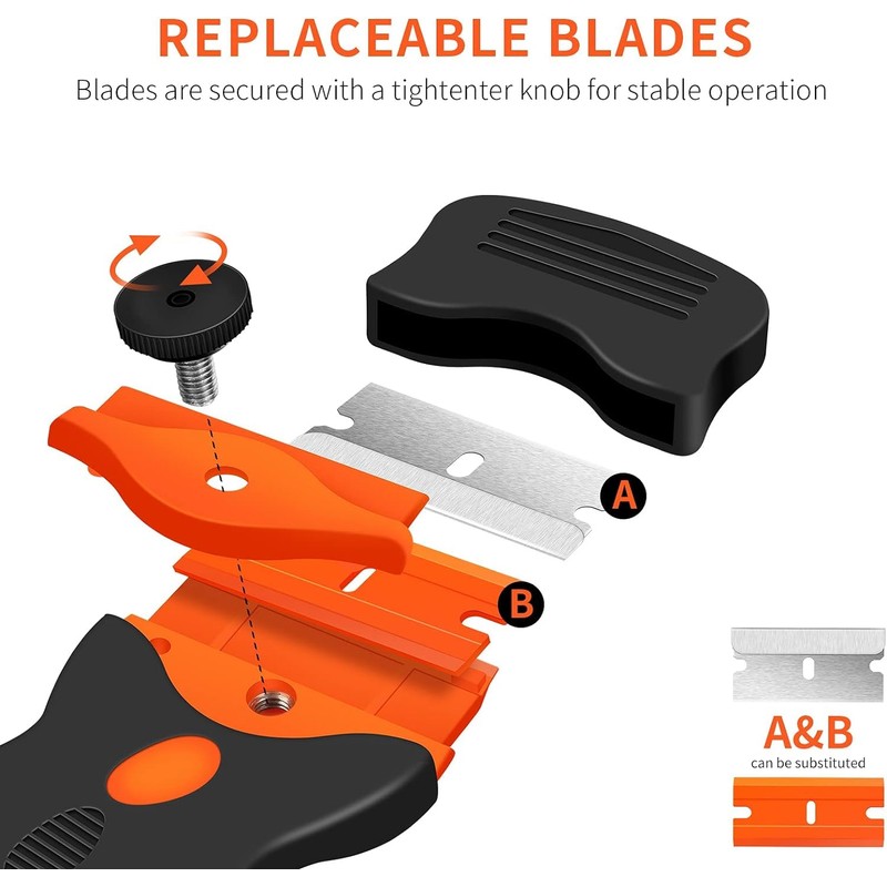 Gebildet Cleaning Scraper Tool Set,1pc Double Head Scraper+1pc Plastic Scraper