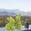 DEARMAMY 2Pcs Easter Faux Moss Bunnies: Furry Grass Flocked Rabbit