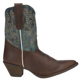 Laredo Womens Randee Bootie Leather Chocolate/Turquoise 6 M