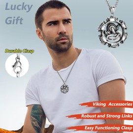 Viking Necklace for Men Women Talisman St. George Dragon Necklace Raven Amulet Phoenix Fire Eagle Pendant Necklace Nordic Viking Rune Punk Jewellery Gifts, Stainless Steel Zinc, No Gemstone