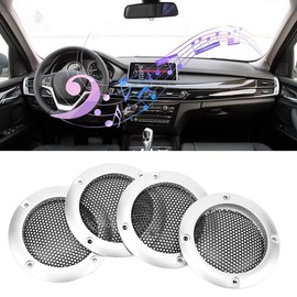 Car Speaker Grill Cover, Pack of 4, 2 Inch Audio Speaker Grille, Protective Grille, Speaker, Decorative Grille Screws, Includes Audio Accessories (Silver)