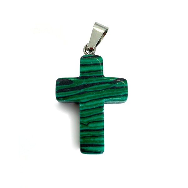 Gemstone Cross Pendant (Choice: Howlite, Jasper, Carnelian, Turquoise, Blue Stone,