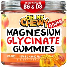 Center-Filled Magnesium Glycinate Gummies 400MG - High Absorption for Kids, Teens & Adults - Supplement for Sleep, Calm & Muscle Relaxation with B6 & D3 - Gluten Free & Vegan Friendly - 60 Count