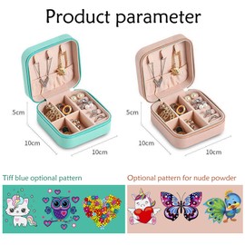 Diamond Painting Jewellery Box Travel Jewellery Box Women's Small PU Leather Diamond Painting Jewellery Storage Jewellery Case Small Jewellery Box Travel for Rings Earrings Necklace Pink Butterfly