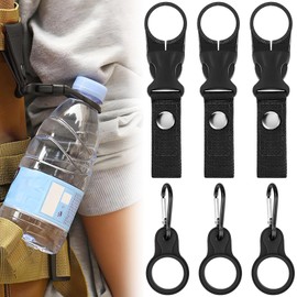 FLEXNOVA 6 Stück Flaschenhalter Gürtel Schwarz, Nylon Gürtel Flaschenhalter Clips Tasche Water Bottle Holder, Karabiner Flaschenhalter Set, Wasserflaschen Schnallen Halter, Outdoor Trinkflaschen Haken
