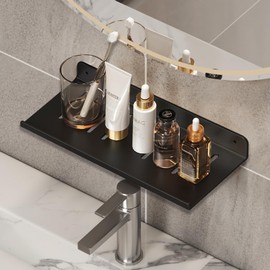 Loputon Shower Shelf, No Drilling, Shower Shelf, Bathroom Organiser, Beautiful Bathroom Shelf, Pack of 2, Wall Shelf, No Drilling, for Bedroom, Bathroom, Kitchen, Living Room (Black)