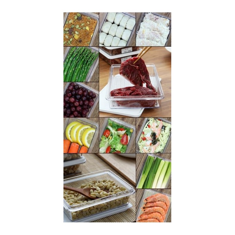Alliving Kitchen Refrigerator Organizer, Fridge and Freezer Storage Trays Large+Food