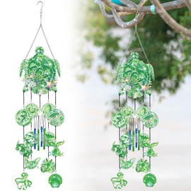 GlikCeil Beach Wind Chimes Diamond Art Wind Chimes Suncatchers Beach Diamond Art Kits with Crystal Pendant Hanging Ornament for Home Garden Patio Backyard Decor (Green)