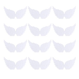 Kisangel 12PCS White Glitter Angel Wings Craft Angel Wings Mini Wings for Ornaments for DIY Costume Backpack Accessary Crafts Decorative Props