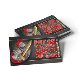 Armor of God Pass it Along Cards, Plume Knight with Sword & Shield, Bulk Pack of 25 Wallet-Size Affirmation Scripture Cards, Pass it On Christian Bible Verse Cards for Discipleship & Memorization