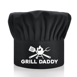 DYJYBMY Grill Daddy Adult Adjustable Chef Hat Grill BBQ Kitchen Cooking Baker Cap, Dad Grill BBQ Gifts, Fathers Day Birthday Retirement Gifts for Men Husband Dad Uncle Grandfather Black