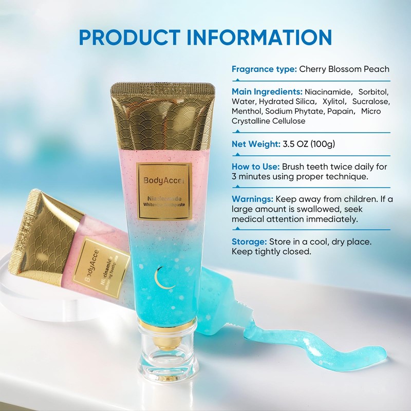 BodyAccel Niacinamide Whitening Toothpaste – Natural Whitening Toothpaste with Niacinamide,