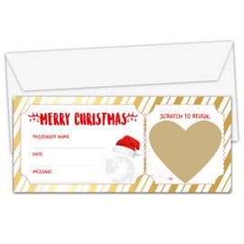 Foosproea Christmas Boarding Pass Ticket - Surprise Reveal Card - Merry Christmas Scratch-off Card With Envelope - Christmas Travel Gifts for Travel Lovers Family Friends Husband Wife -21