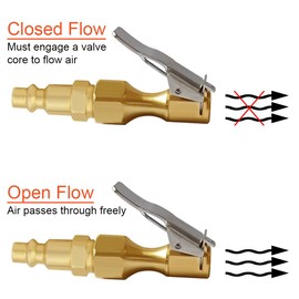 Joywayus Tire Inflator Valve 1/4" NPT Open Flow Brass Air Chuck with Lock Clip Connector (Pack of 2)