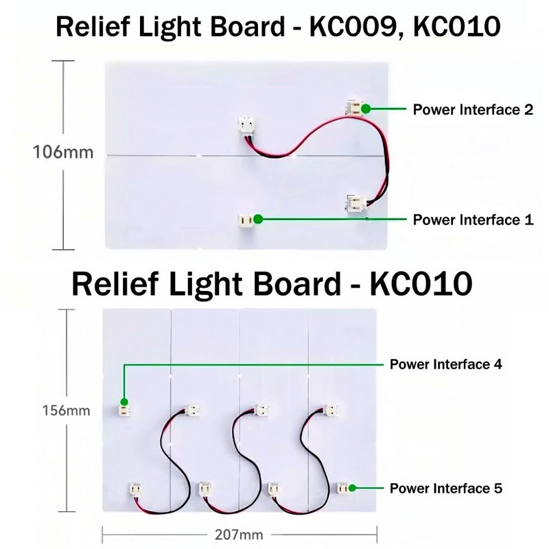 4 Pieces Lithophane LED Backlight Board Kit KC009 KC010 for