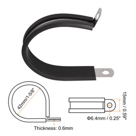 sourcing map 12 Pieces 1-5/8 Inch (42 mm) Pipe Clamps Cable Clamp 304 Stainless Steel Rubber Padded Insulation Clamp R Shape Metal Clamp for Pipe Line Wire