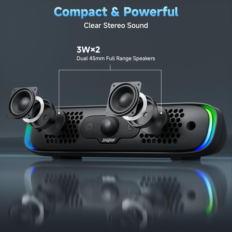 SOULION R200 PC Speaker USB Bluetooth Soundbar for Laptop, Monitor,