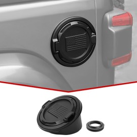 JeCar JL Gas Tank Cap Cover American Flag Fuel Filler Door Fit for Jeep Wrangler JL JLU 2018-2023, Matte Black