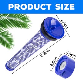 Gloryit V7 V8 Filter for Dyson 2 HEPA Post Filter, 2 Pre Filters, 1 Brush, V8 Filter for Dyson 2 Pieces V7 V8 HEPA Post Motor Filter Kit & 2 Pre-Filter Replacement Filters #965661-01&967478-01