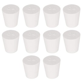 Labasics 10PK 4# Solid Rubber Stoppers - Size: 19 mm Bottle, 26 mm Top, 28 mm Length - White Conical Lab Seal Rubber Stoppers